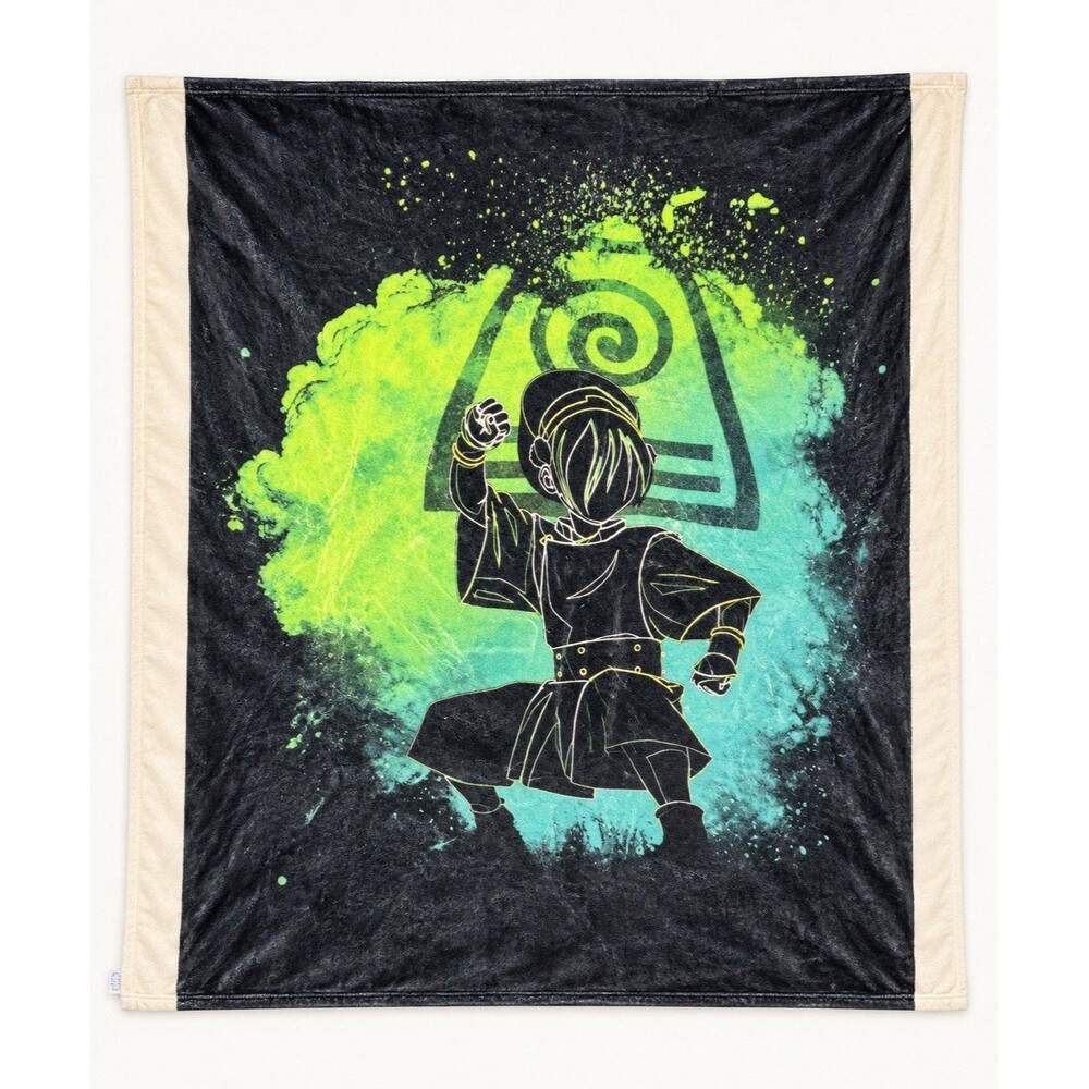 Avatar Last Airbender Toph Beifong Plush Throw Blanket Art 50x60 Green Black